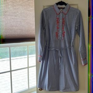 Brooks Brothers striped embroidered shirt dress preppy